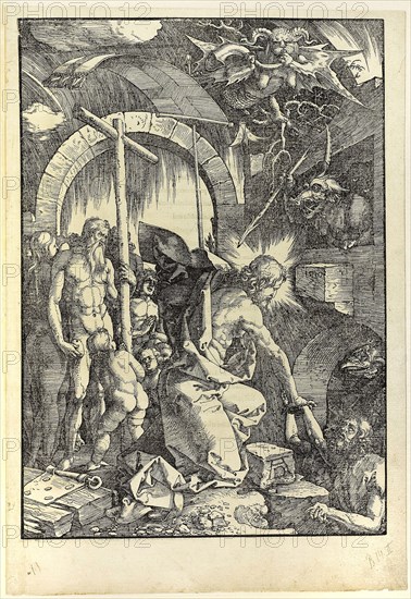 The Harrowing of Hell, from The Large Passion, 1510, published 1511, Albrecht Dürer, German, 1471-1528, Germany, Woodcut in black on ivory laid paper, 399 x 282 mm (image), 449 x 339 mm (sheet)