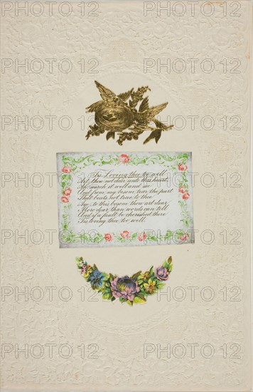 Tis Loving Thee Too Well (valentine), c. 1850, Joseph Mansell, English, 19th century, England, Collaged elements on embossed ivory wove paper, 178 × 117 mm (folded sheet)