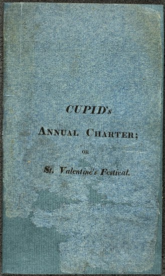 Cupid’s Annual Charter, n.d., Unknown Artist (English, 19th century), published by W. Perks (English, 19th century), England, Book containing one lithograph with hand-coloring and text on nine sheets of off-white laid paper, with a cover of blue laid paper, 188 × 111 mm (folded sheet)