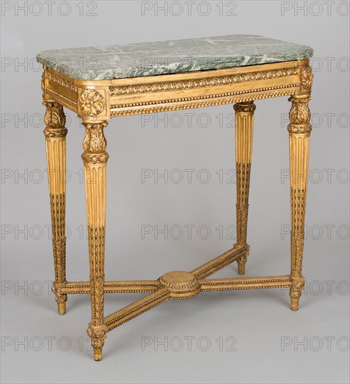 Console Table, c. 1780, France, Wood, carved and gilded, marble top, 86.4 × 78.1 × 43.2 cm (34 × 30 3/4 × 17 in.)