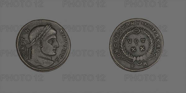 Coin Portraying Emperor Constantine I, AD 321, Roman, minted in Arles, Roman Empire, Bronze, Diam. 1.9 cm, 3.07 g