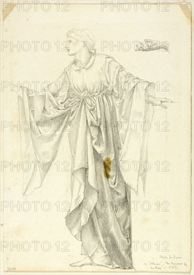 Study for Figure of ‘Idleness, The Romaunt of the Rose, c. 1873–77, Sir Edward Burne-Jones, English, 1833-1898, England, Graphite on ivory wove paper, 253 × 178 mm