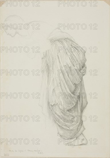 Bending Female Figure, study for Mirror of Venus, c. 1873–77, Sir Edward Burne-Jones, English, 1833-1898, England, Graphite on ivory wove paper, 253 × 178 mm