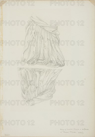 Draped Figure and Reflection, study for Mirror of Venus, c. 1873–77, Sir Edward Burne-Jones, English, 1833-1898, England, Graphite on ivory wove paper, 253 × 178 mm