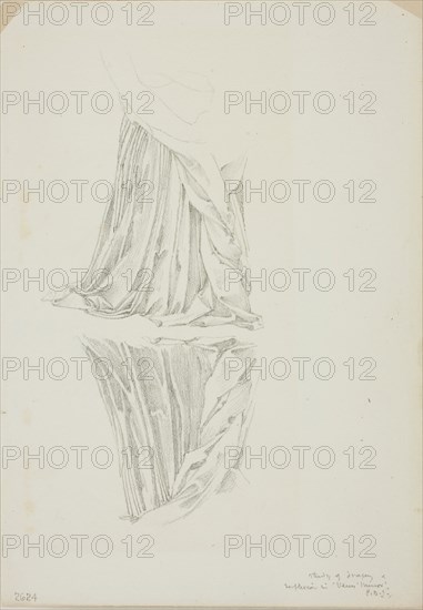 Draped Figure and Reflection, study for Mirror of Venus, c. 1873–77, Sir Edward Burne-Jones, English, 1833-1898, England, Graphite on ivory wove paper, 253 × 178 mm