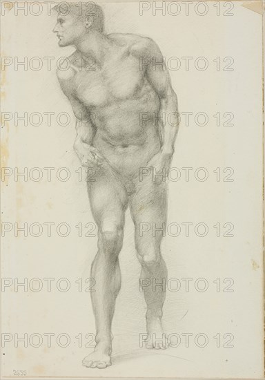 Standing Nude Male with Face in Profile, c. 1873–77, Sir Edward Burne-Jones, English, 1833-1898, England, Graphite on ivory wove paper, 254 × 178 mm