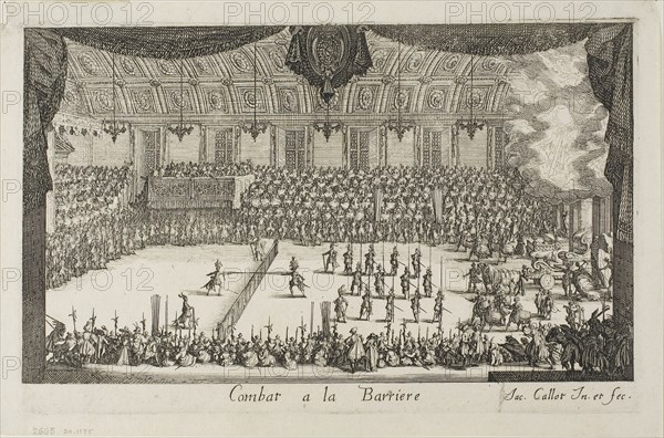 The Grand Tournament: The Combat, 1627, Jacques Callot, French, 1592-1635, France, Etching in black on ivory laid paper, 153 × 243 mm (plate), 172 × 259 mm (sheet)