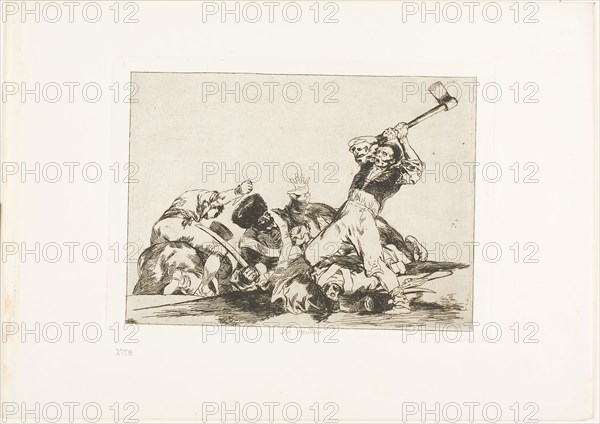 The Same, plate three from The Disasters of War, 1810/15, published 1863, Francisco José de Goya y Lucientes, Spanish, 1746-1828, Spain, Etching, lavis, drypoint, burin, and burnishing on ivory wove paper with gilt edges, 146 x 199 mm (image), 160 x 220 mm (plate), 240 x 338 mm (sheet)
