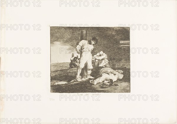 And there’s no help for it, plate 15 from The Disasters of War, 1810/11, published 1863, Francisco José de Goya y Lucientes, Spanish, 1746-1828, Spain, Etching, drypoint, burin, and burnishing on ivory wove paper with gilt edges, 129 x 155 mm (image), 140 x 169 mm (plate), 240 x 340 mm (sheet)