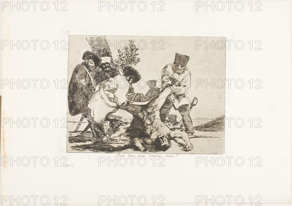 What More Can Be Done?, plate 33 from The Disasters of War, 1812/15, published 1863, Francisco José de Goya y Lucientes, Spanish, 1746-1828, Spain, Etching, lavis, drypoint, burin and burnishing on ivory wove paper with gilt edges, 140 x 186 mm (image), 155 x 207 mm (plate), 240 x 340 mm (sheet)