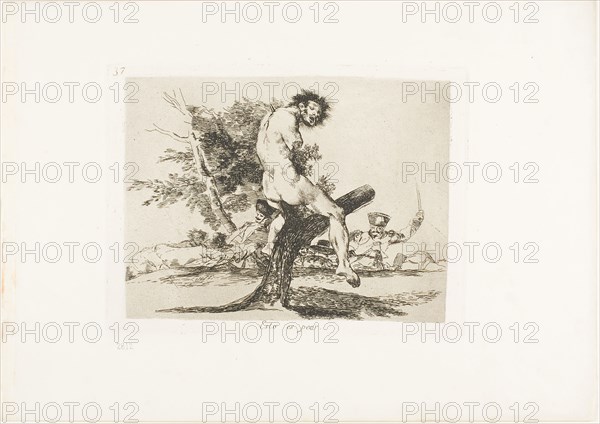 This is Worse, plate 37 from The Disasters of War, 1812/15, published 1863, Francisco José de Goya y Lucientes, Spanish, 1746-1828, Spain, Etching, lavis and drypoint on ivory wove paper with gilt edges, 139 x 185 mm (image), 153 x 208 mm (plate), 240 x 340 mm (sheet)