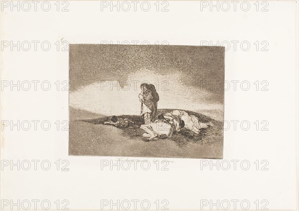 There is No One to Help Them, plate 60 from The Disasters of War, 1812/15, published 1863, Francisco José de Goya y Lucientes, Spanish, 1746-1828, Spain, Etching, burnished aquatint and burin on ivory wove paper with gilt edges, 130 x 179 mm (image), 152 x 205 mm (plate), 240 x 339 mm (sheet)