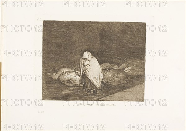 The Beds of Death, plate 62 from The Disasters of War, 1812/15, published 1863, Francisco José de Goya y Lucientes, Spanish, 1746-1828, Spain, Etching, lavis, drypoint, burin and burnishing on ivory wove paper with gilt edges, 147 x 190 mm (image), 175 x 220 mm (plate), 240 x 339 mm (sheet)