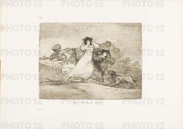 What is this Hubbub?, plate 65 from The Disasters of War, 1815/20, published 1863, Francisco José de Goya y Lucientes, Spanish, 1746-1828, Spain, Etching, burnished aquatint and/or lavis, burin and burnishing on ivory wove paper with gilt edges, 144 x 192 mm (image), 175 x 220 mm (plate), 240 x 338 mm (sheet)