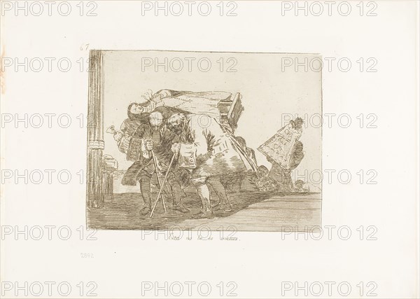 This is Not Less so, plate 67 from The Disasters of War, 1815/20, published 1863, Francisco José de Goya y Lucientes, Spanish, 1746-1828, Spain, Etching with aquatint and drypoint in warm black on off-white wove paper with gilt edges, 144 x 189 mm (image), 170 x 215 mm (plate), 240 x 338 mm (sheet)