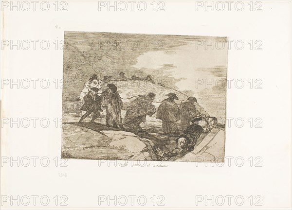 They Do Not Know the Way, plate 70 from The Disasters of War, 1815/20, published 1863, Francisco José de Goya y Lucientes, Spanish, 1746-1828, Spain, Etching, drypoint, burin and burnishing on ivory wove paper with gilt edges, 149 x 192 mm (image), 175 x 220 mm (plate), 240 x 337 mm (sheet)