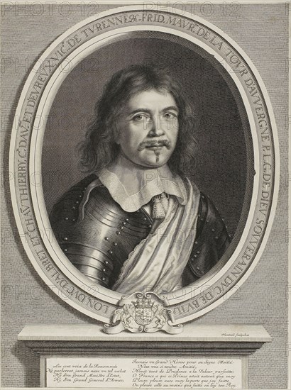 Frederic-Maurice Duc de Bouillon, 1656, Robert Nanteuil, French, 1623-1678, France, Engraving in black on paper, 385 × 287 mm (image/sheet, trimmed within plate mark)