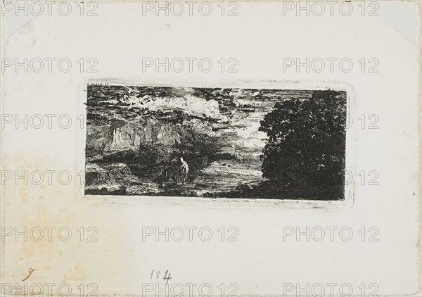 Horseman Under a Stormy Sky, 1866, Odilon Redon, French, 1840-1916, France, Etching on white wove paper, 59 × 139 mm (image), 68 × 150 mm (plate), 156 × 221 mm (sheet)