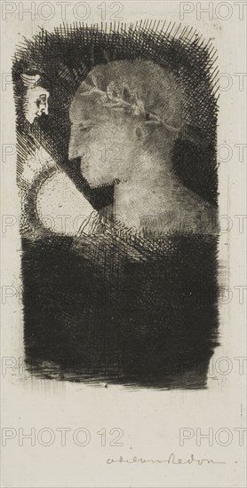 Adverse Glory, 1886, Odilon Redon, French, 1840-1916, France, Etching and drypoint on ivory laid paper, 90 × 45 mm (image), 122 × 60 mm (plate), 353 × 245 mm (sheet)