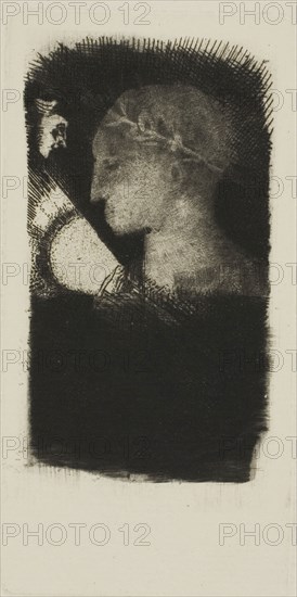 Adverse Glory, 1886, Odilon Redon, French, 1840-1916, France, Etching and drypoint on ivory laid paper, 90 × 45 mm (image), 122 × 60 mm (plate), 353 × 245 mm (sheet)