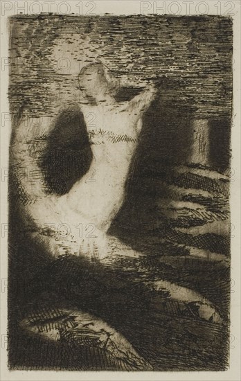 Passage of a Soul, 1891, Odilon Redon, French, 1840-1916, France, Etching and drypoint in bistre on ivory laid paper, 82 × 51 mm (image), 94 × 57 mm (plate), 332 × 247 mm (sheet)