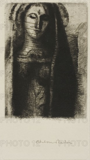 Princess Maleine (The Little Madonna), 1892, Odilon Redon, French, 1840-1916, France, Etching and drypoint on cream laid paper, 90 × 62 mm (image), 121 × 67 mm (plate), 360 × 278 mm (sheet)