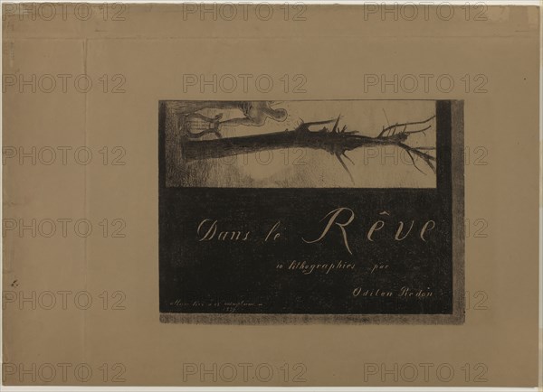 Cover-Frontispiece, from In Dreams, 1879, Odilon Redon, French, 1840-1916, France, Lithograph on tan wove paper, 302 × 223 mm