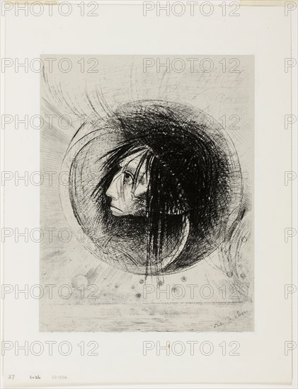 Blossoming, plate one from In Dreams, 1879, Odilon Redon, French, 1840-1916, France, Lithograph on mounted ivory China paper, 334 × 259 mm