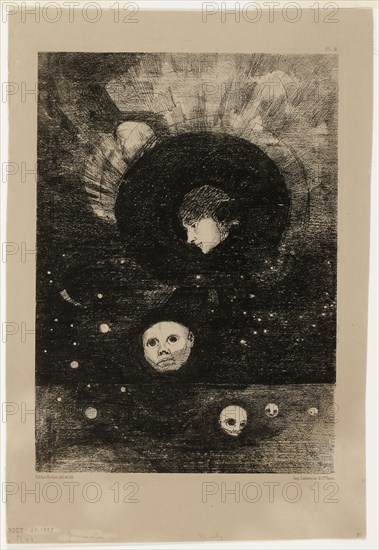 Germination, plate two from In Dreams, 1879, Odilon Redon, French, 1840-1916, France, Lithograph on tan wove paper, 273 × 195 mm