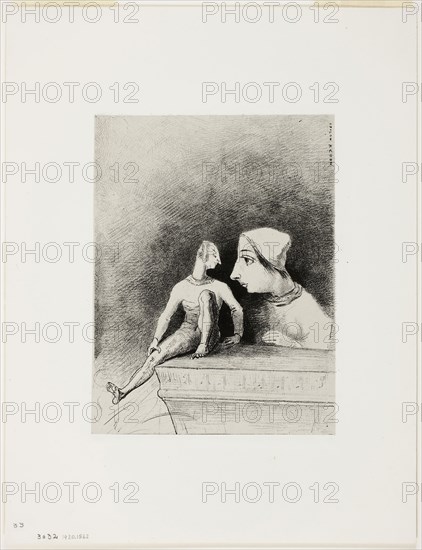 Felineness, plate seven from In Dreams, 1879, Odilon Redon, French, 1840-1916, France, Lithograph on mounted ivory China paper, 271 × 204 mm (image), 271 × 207 mm (primary support), 452 × 348 mm (secondary support)