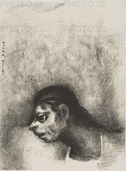 Through the Crack in the Wall, a Death’s Head Was Projected, from The Juror, 1887, Odilon Redon, French, 1840-1916, France, Lithograph in black on ivory China paper collé, laid down on white wove paper, 180 × 150 mm (image/chine), 419 × 316 mm (sheet), Is There Not an Invisible World, from The Juror, 1887, Odilon Redon, French, 1840-1916, France, Lithograph in black on cream China paper, laid down on white wove paper, 222 × 169 mm (chine), 320 × 246 mm (sheet)