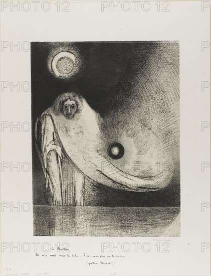 The Buddha, 1895, Odilon Redon, French, 1840-1916, France, Lithograph in black on ivory China paper laid down on ivory wove paper, 325 × 245 mm (image), 452 × 348 mm (sheet)