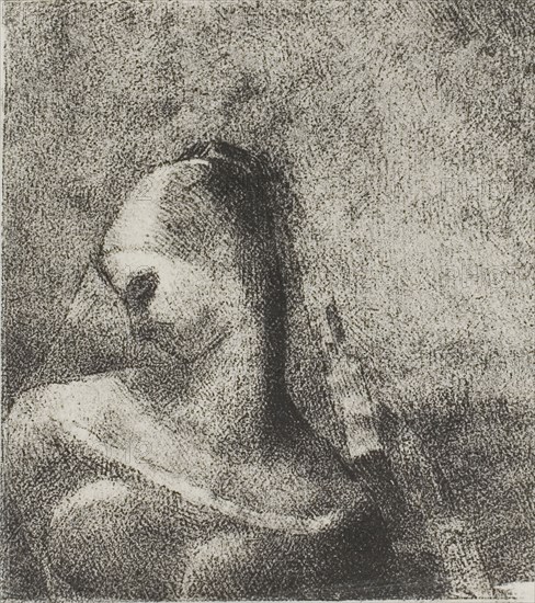 Helen, Ennoia, plate 10 of 24, 1896, Odilon Redon, French, 1840-1916, France, Lithograph in black on cream China paper laid down on ivory wove paper, 98 × 84 mm (image/chine), 450 × 347 mm (sheet)