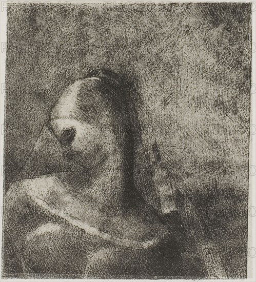 Helen, Ennoia, plate 10 of 24, 1896, Odilon Redon, French, 1840-1916, France, Lithograph in black on cream China paper laid down on ivory wove paper, 93 × 83 mm (image, irregular), 93 × 84 mm (chine), 452 × 347 mm (sheet)