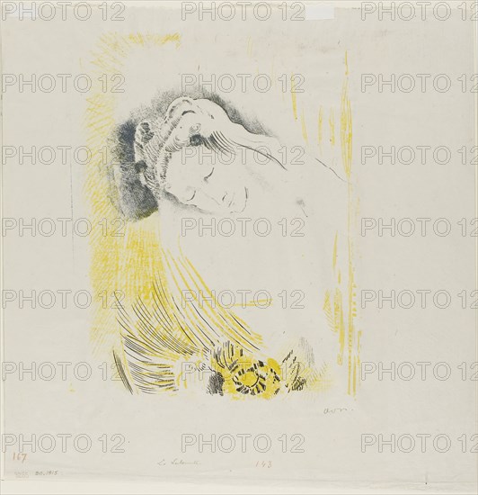 The Shulamite, 1897, Odilon Redon, French, 1840-1916, France, Lithograph printed in black and yellow on heavy cream chine, 252 × 202 mm (image), 322 × 322 mm (sheet)