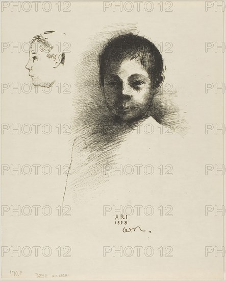 Arï, 1898, Odilon Redon, French, 1840-1916, France, Lithograph in black on heavy cream wove paper, 215 × 165 mm (image), 284 × 229 mm (sheet)