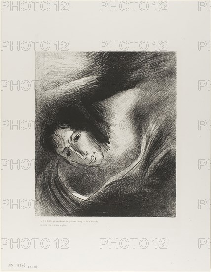 And the Devil that had Deceived them was Cast into the Lake of Fire and Brimstone, Where the Beast and the False Prophet Are, plate 10 of 12, 1899, Odilon Redon, French, 1840-1916, France, Lithograph in black on ivory China paper laid down on ivory wove paper, 276 × 237 mm (image/chine), 450 × 350 mm (sheet)