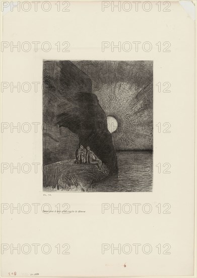 Ceaselessly by my side the demon stirs, plate 7 from Charles Baudelaire’s Flowers of Evil, 1890, Odilon Redon, French, 1840-1916, France, Photogravure made from an original drawing (Evely process), in black on ivory wove paper, 256 × 207 mm (plate), 447 × 315 mm (sheet)