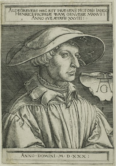 Heinrich Aldegrever, Aged 28, 1530, Heinrich Aldegrever, German, 1502-c.1560, Germany, Engraving in black on ivory laid paper, 146 x 102 mm (sheet)