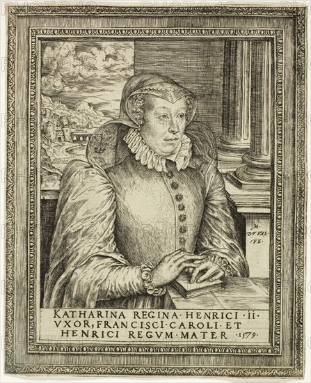 Catherine de’Medici, n.d., Marc Duval, French, c. 1530-1581, France, Engraving on ivory laid paper, 145 × 120 mm