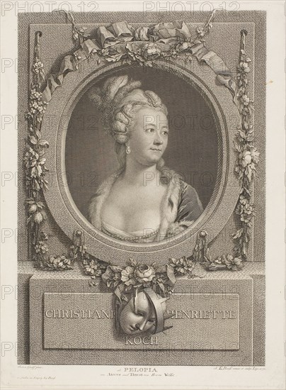 Christiane Henriette Koch, 1770, Johann Friedrich Bause (German, 1738-1814), after Anton Graff (German, born Switzerland, 1736-1813), Germany, Engraving on paper, 315 x 234 mm (plate), 324 x 240 mm (sheet)
