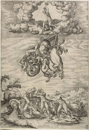 The Fall of Phaeton, c. 1540, Nicolas Beatrizet (French, 1515-after 1565), after Michelangelo Buonarroti (Italian, 1475-1564), France, Engraving on paper, 418 × 292 mm (sheet, edges clipped)