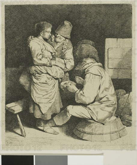 The Young Innkeeper, c. 1650, Cornelis Pietersz Bega, Dutch, 1631/32-1664, Netherlands, Etching on cream laid paper, 174 x 156 mm (plate), 182 x 164 mm (sheet)