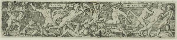 The Abduction of Helen, n.d., Barthel Beham, German, 1502-1540, Germany, Engraving in black on ivory laid paper, 24 x 116 (image/plate), 26 x 119 mm (sheet)