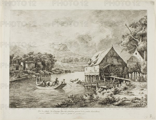 Crossing near the Watermill, 1807, Jean Jacques de Boissieu (French, 1736-1810), after Jacob van Ruisdael (Dutch, 1628/29-1682), France, Etching on paper, 247 × 346 mm (image), 288 × 372 mm (plate), 300 × 385 mm (sheet)