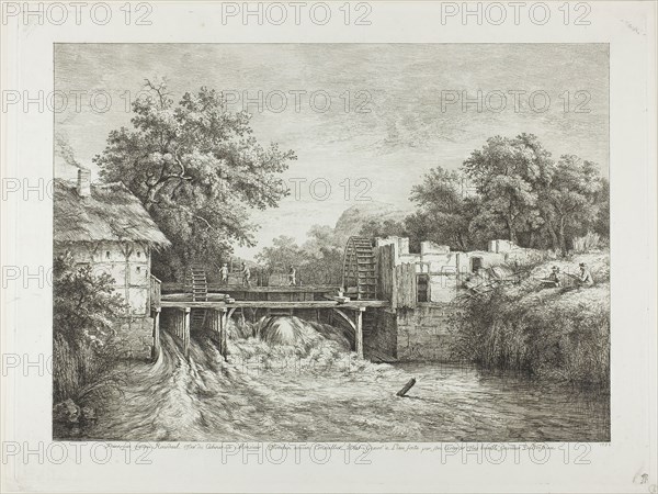 Watermill, 1782, Jean Jacques de Boissieu (French, 1736-1810), after Jacob van Ruisdael (Dutch, 1628/29-1682), France, Etching on paper, 302 × 422 mm (image), 356 × 478 mm (plate), 372 × 493 mm (sheet)