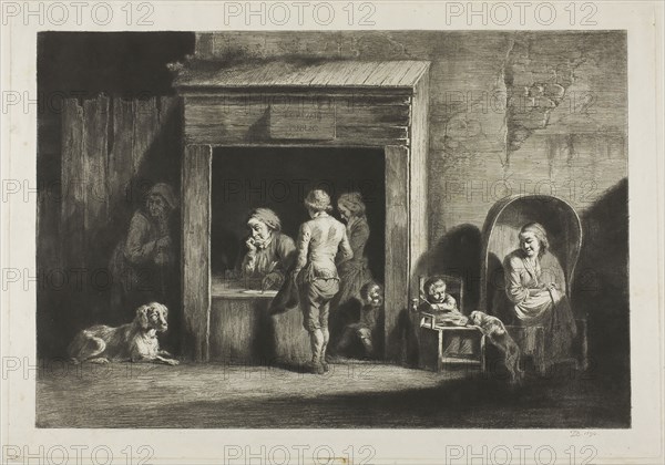 The Public Scribe, 1790, Jean Jacques de Boissieu (French, 1736-1810), after Jacob van Ruisdael (Dutch, 1628/29-1682), France, Etching, drypoint, and roulette on ivory wove paper, 258 × 384 mm (image), 293 × 421 mm (plate), 300 × 427 mm (sheet)