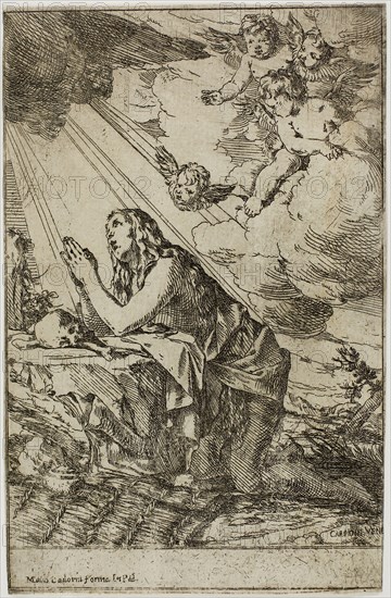 The Magdalen, n.d., Giulio Carpioni, Italian, 1613-1678, Italy, Etching on ivory laid paper, 216 x 139 mm