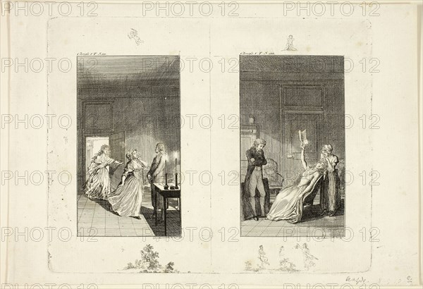 Illustration to Samuel Richardson’s Clarissa, 1796, Daniel Nikolaus Chodowiecki, German, 1726-1801, Germany, Etching on paper, 119 x 68 mm (image), 166 x 211 mm (plate)