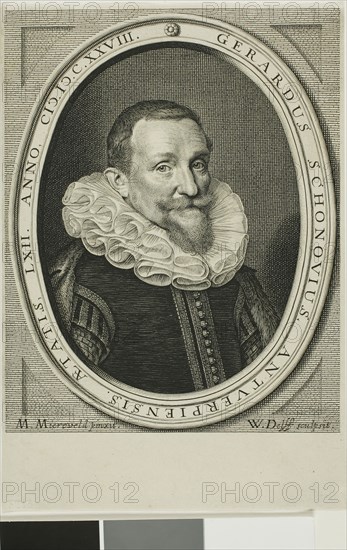 Gerard van Schoonhoven, 1628, William Jacobszoon Delff, Dutch, 1580-1638, Netherlands, Engraving in black on ivory paper, 169 x 134 mm (image), 202 x 138 mm (sheet, trimmed within plate mark)